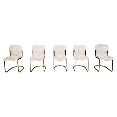 Pre-owned Willy Rizzo Vintage Dining Chairs By  For Cidue Set Of 5, 1970s In Sand