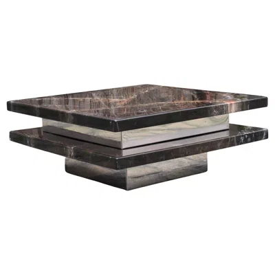 Pre-owned Willy Rizzo Vintage Italian Coffee Table In Resin And Metal Attributed To , 1970s In Brown