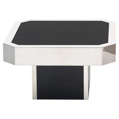 Pre-owned Willy Rizzo Vintage Side Table, Black Glass & Chrome, Italy, 1970