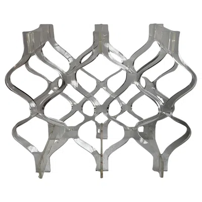 Pre-owned Willy Rizzo Vintage "twisted Ribbon" Lucite / Acrylic Wine Rack, 1970's In Gray