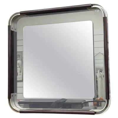 Pre-owned Willy Rizzo Vintage Wall Mirror In Steel And Bakelite Modern Design 1970s In Gray