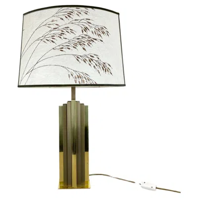 Pre-owned Willy Rizzo Xl Hollywood Regency Brass Bicolor Table Light In  Style, Italy 1970s In Sand