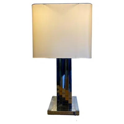 Pre-owned Willy Rizzo Xxl Bi-color "skyscraper" Table Lamp By B D Lumica, Spain, 1970s In Sand