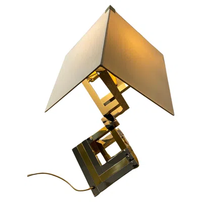 Pre-owned Willy Rizzo Xxl Bi-color Table Lamp In Chrome And Brass In Style Of  / Romeo Rega In Brown