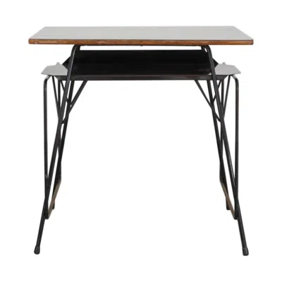 Pre-owned Willy Van Der Meeren Mid-century  Writing Desk For Tubax, Enameled Metal Frame In Brown