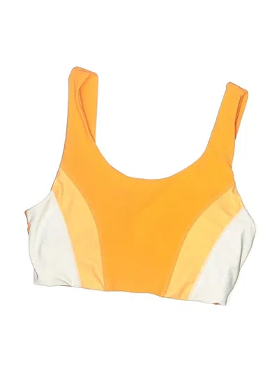Pre-owned Wilo Swimsuit Top Yellow Color Block Pattern Swimwear
