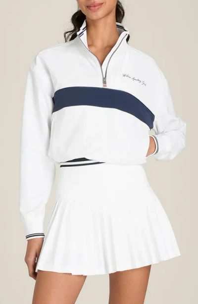 Wilson Davenport Woven Quarter Zip Popover Sweatshirt In White