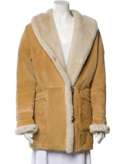 Pre-owned Wilson Leather Faux Fur Coat In Neutral