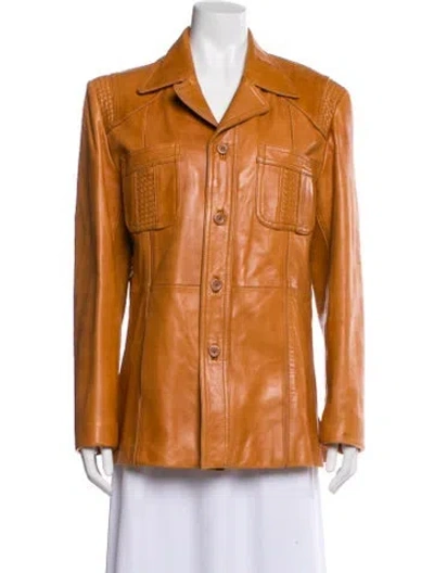 Pre-owned Wilson Vintage Leather Peacoat In Orange