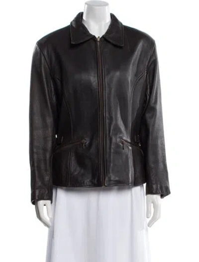 Pre-owned Wilsons Leather Leather Biker Jacket In Black