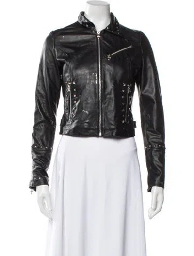 Pre-owned Wilsons Leather Leather Biker Jacket In Black