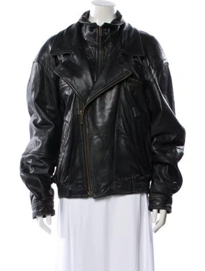 Pre-owned Wilsons Leather Leather Biker Jacket In Black