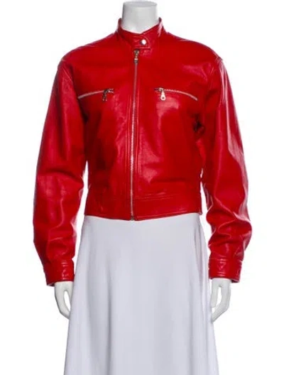 Pre-owned Wilsons Leather Leather Biker Jacket In Red
