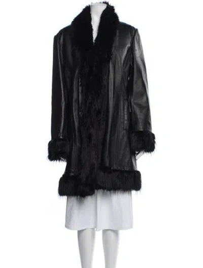 Pre-owned Wilsons Leather Leather Faux Fur Coat In Black