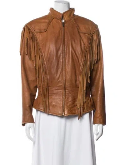 Pre-owned Wilsons Leather Vintage Leather Biker Jacket In Brown