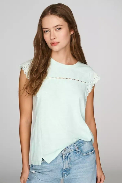Wilt 100% Cotton Eyelet Tee In Green