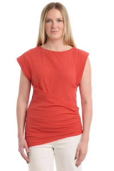 Wilt Boat Neck Rolled Cuff Tee In Orange