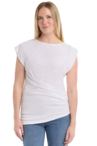 Wilt Boat Neck Rolled Cuff Tee In White