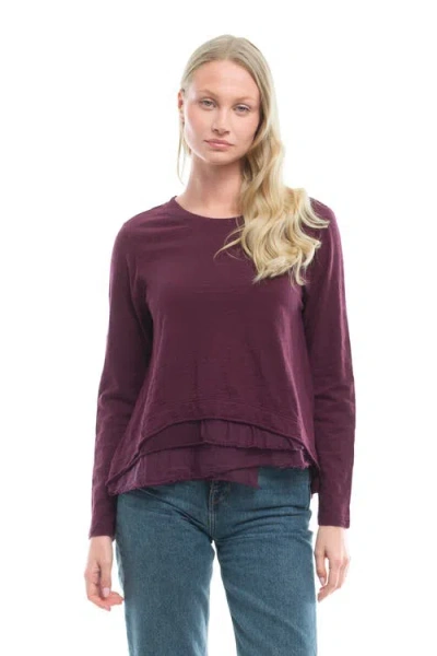 Wilt Boxy Mixed Fabric Hem T-shirt In Purple