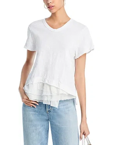 Wilt Boxy Mixed Media Hem Tee In White