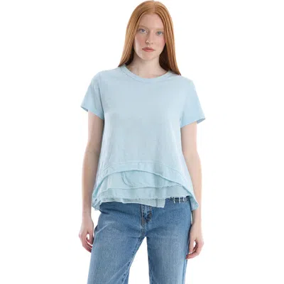 Wilt Boxy Short Sleeve Mixed Hem In Blue