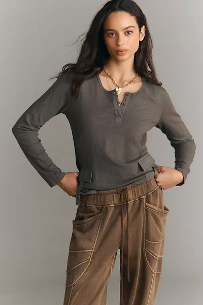 Wilt Button-front Cargo Shirt Top In Green