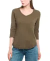 Wilt Clothing 3/4 Sleeve Raw Hem Shirttail Tee In Green