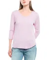 Wilt Clothing 3/4 Sleeve Raw Hem Shirttail Tee In Pink