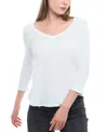 Wilt Clothing 3/4 Sleeve Raw Hem Shirttail Tee In White