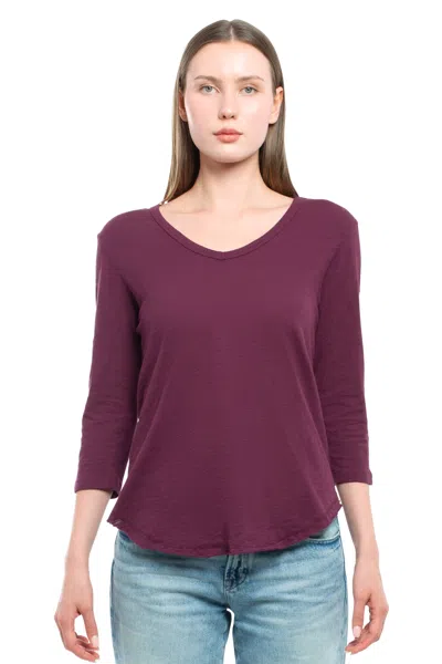 Wilt Clothing 3/4 Sleeve V-neck Shirttail In Purple