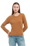 Wilt Clothing Baby Fit Long Sleeve Shrunken Crew Top In Brown