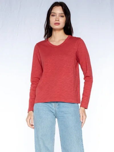 Wilt Clothing Baby Fit Long Sleeve Shrunken Crew Top In Red