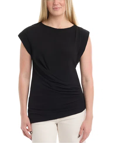 Wilt Clothing Boat Neck Rolled Cuff Tee In Black