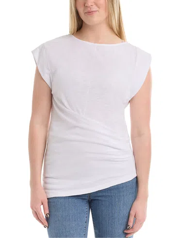 Wilt Clothing Boat Neck Rolled Cuff Tee In White