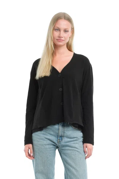 Wilt Clothing Button Front Mixed Cardigan In Black