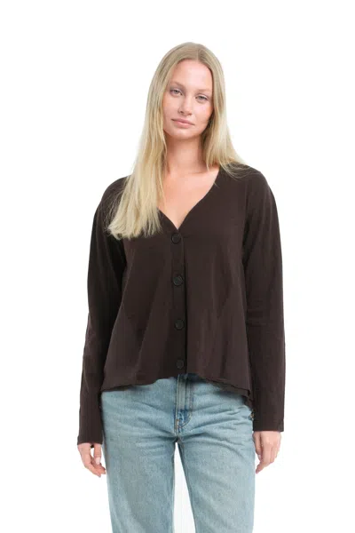 Wilt Clothing Button Front Mixed Cardigan In Brown