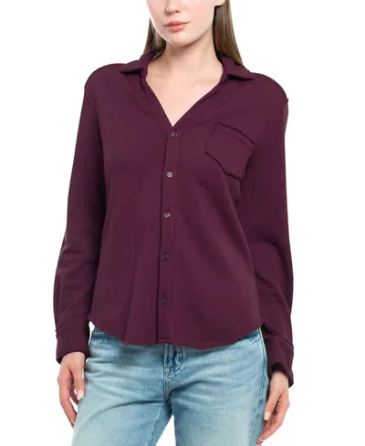 Wilt Clothing Button Front Sweatshirt In Brown