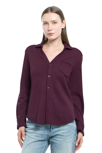 Wilt Clothing Button Front Sweatshirt In Purple