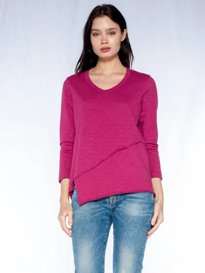 Wilt Clothing Crew 3/4 Sleeve Ez Cross Over Hem Shirt In Pink