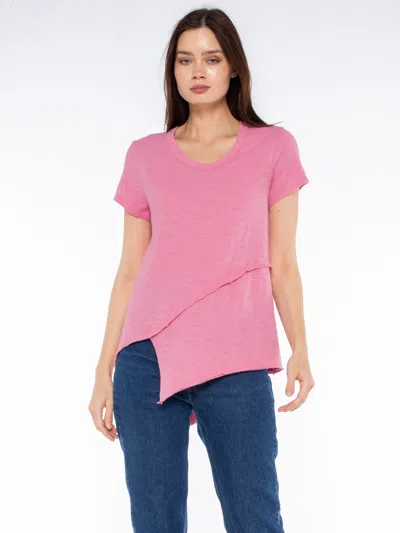 Wilt Clothing Crew Short Sleeve Easy Cross-over Hem Shirt In Pink