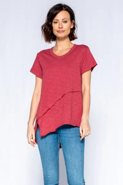 Wilt Clothing Crew Short Sleeve Easy Cross-over Hem Shirt In Burgundy