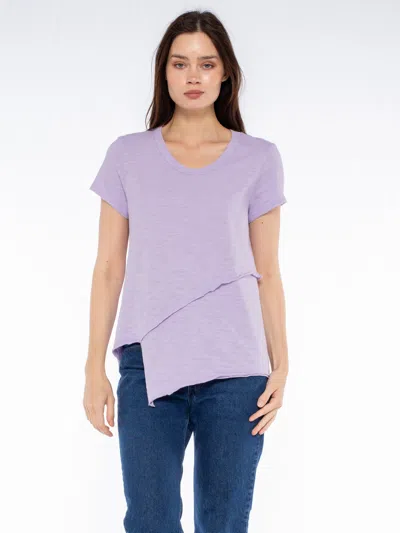 Wilt Clothing Crew Short Sleeve Easy Cross-over Hem Shirt In Purple