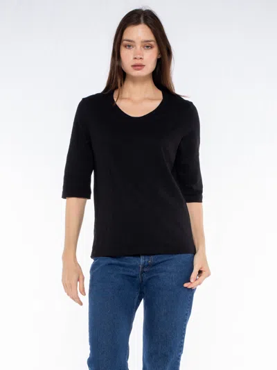 Wilt Clothing Crew Slub Rib Mix Panels-slim Fit In Black
