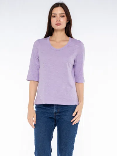Wilt Clothing Crew Slub Rib Mix Panels-slim Fit In Purple