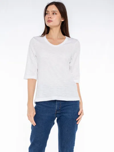 Wilt Clothing Crew Slub Rib Mix Panels-slim Fit In White