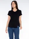 Wilt Clothing Crew Slub Tee With Shifted Pockets & Hem In Black