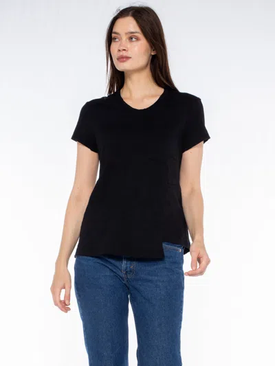 Wilt Clothing Crew Slub Tee With Shifted Pockets & Hem In Black