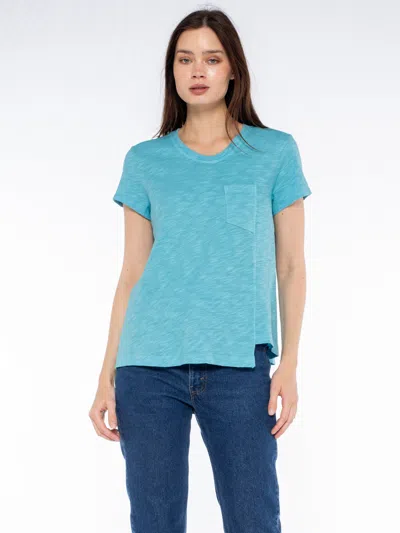 Wilt Clothing Crew Slub Tee With Shifted Pockets & Hem In Blue