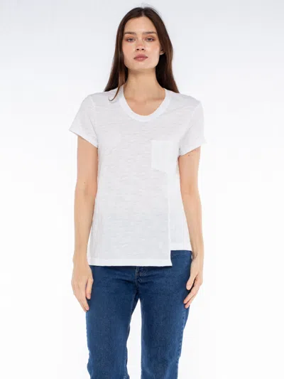 Wilt Clothing Crew Slub Tee With Shifted Pockets & Hem In White