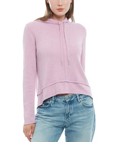 Wilt Clothing Double Peplum Drawsting Hoodie In Purple